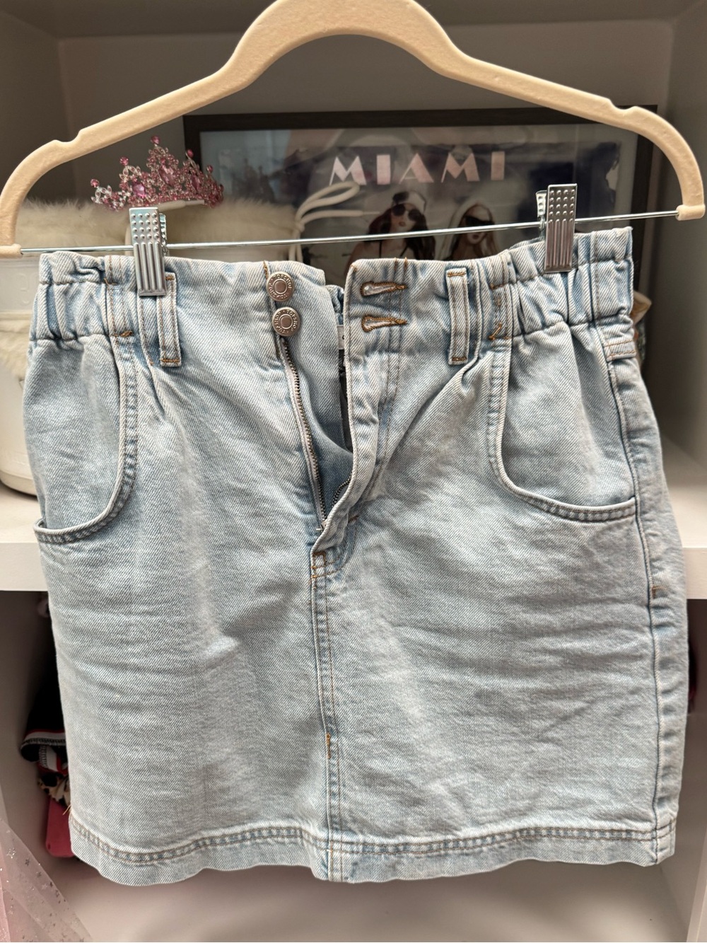 Topshop Paperbag Denim Skirt
